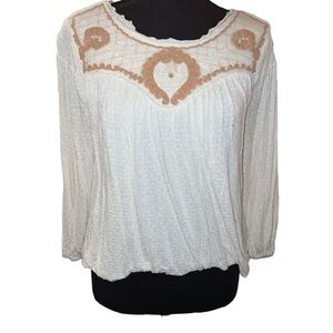Free People Women's Cream and Tan Top